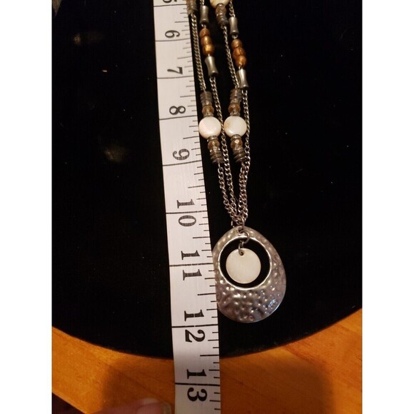 Silver Mother of Pearl Beaded Necklace 2 Strand Adjustable Lobster Clasp - Picture 6 of 8